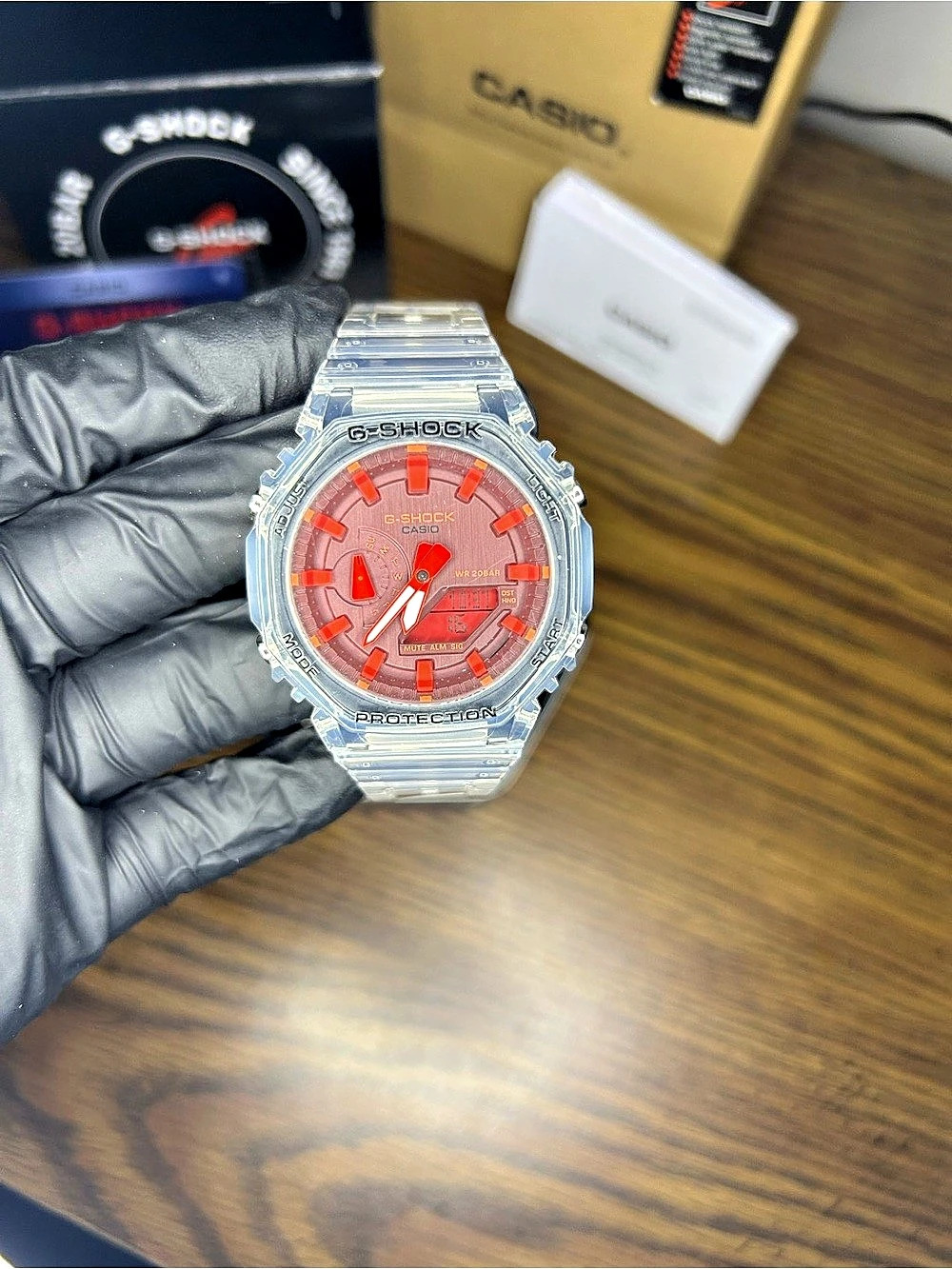 Casio G-Shock GA-2100SKE-7A Clear & Red Analog-Digital Watch